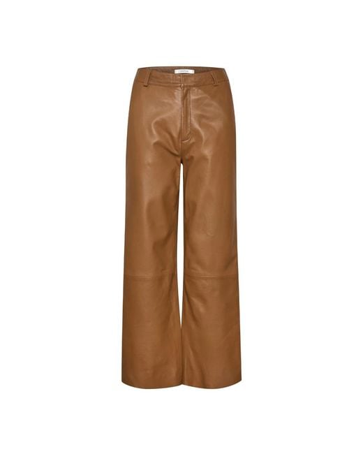 Gestuz Brown Leather Trousers