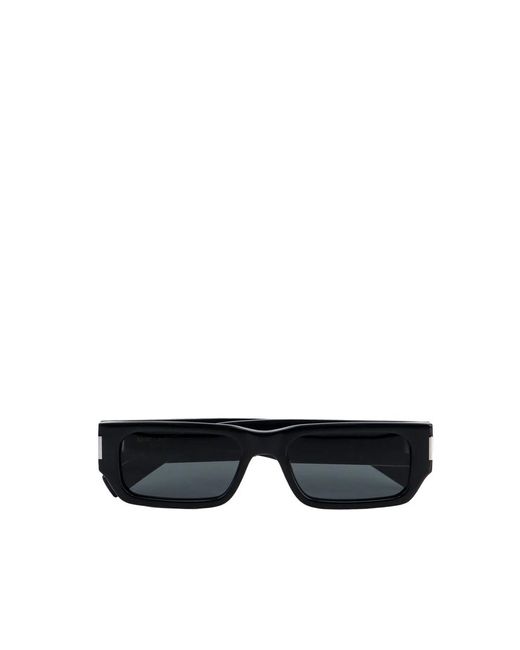 Saint Laurent Rechteckige acetat-sonnenbrille mit metall-detail in Black für Herren