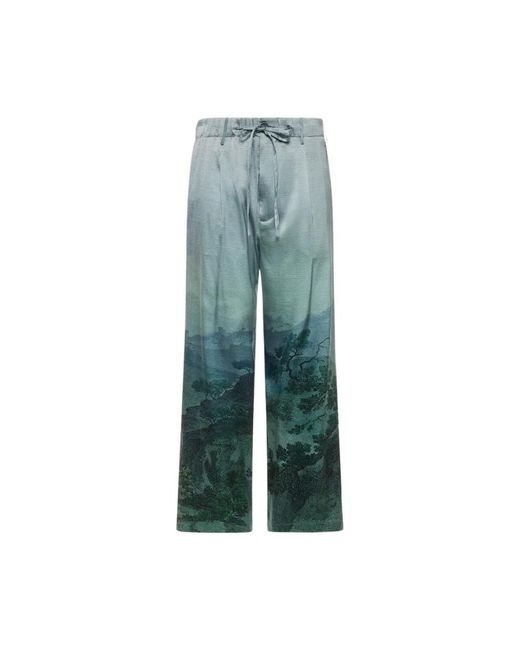 Pierre Louis Mascia Green Wide Trousers