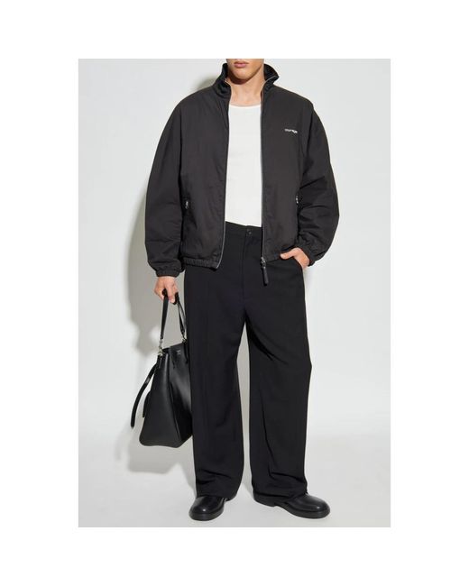 Courreges Jassen ,Zwart ,Leer Jas Met Logo in het Gray voor heren