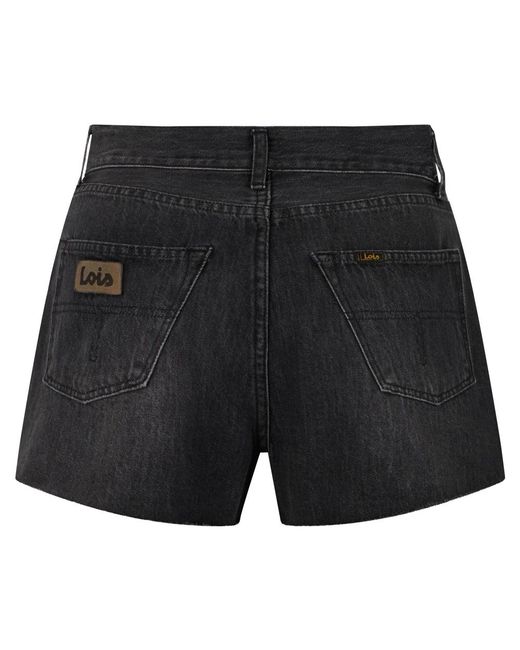 Lois Black Denim Shorts