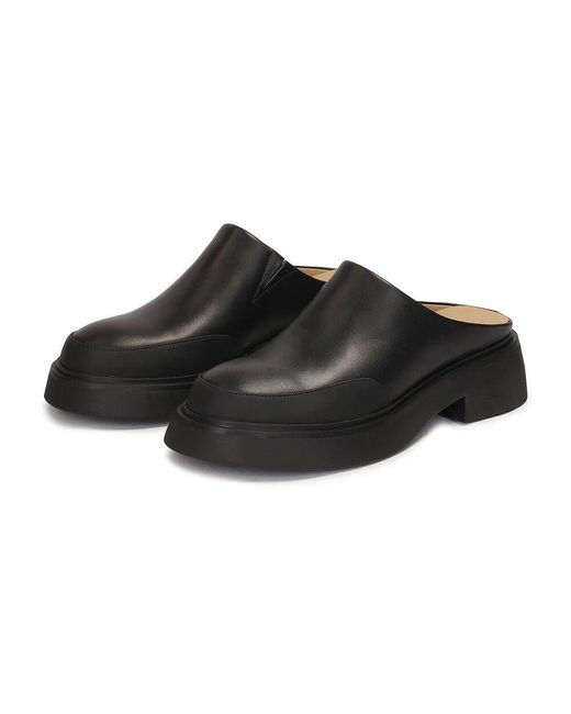 Kazar Black Leder-Clogs Auf Einer Bequemen Sohle