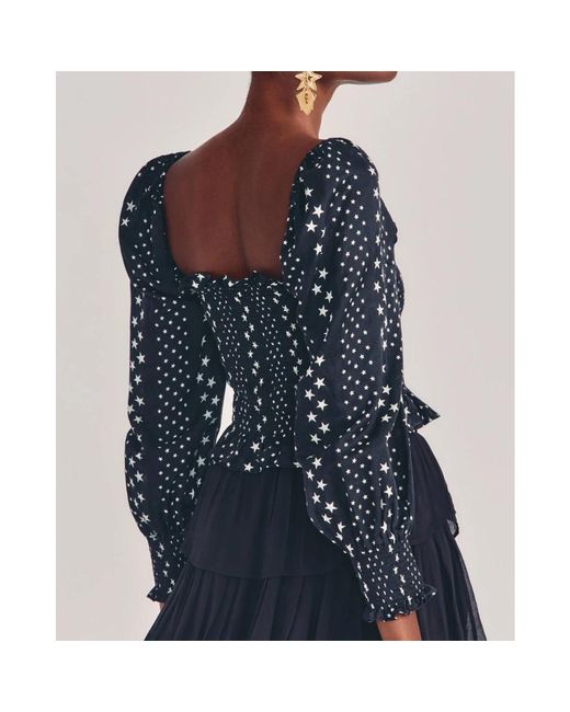 LoveShackFancy Gestippelde Blouse Met Sterrenprint in het Blue