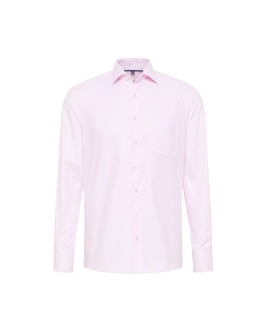 Camicia twill a maniche lunghe dal taglio moderno di Eterna in Pink da Uomo