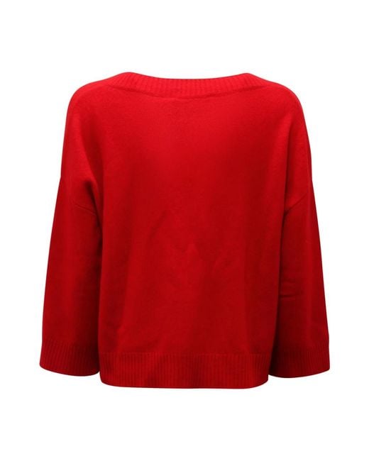 Max Mara Red Weekend Cashmere Sweater Cropped V-Neck