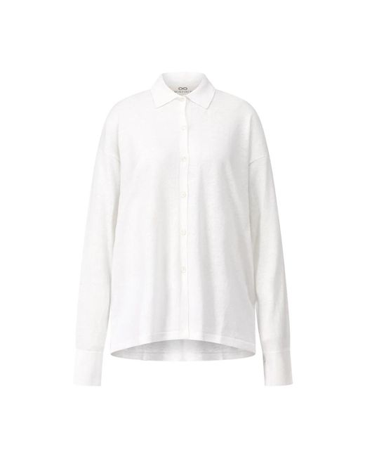 SMINFINITY White Oversized Leinen Strickbluse
