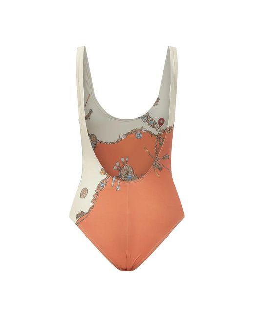Versace Badmode ,Oranje ,Nylon Gedrukte Monokini in het Brown