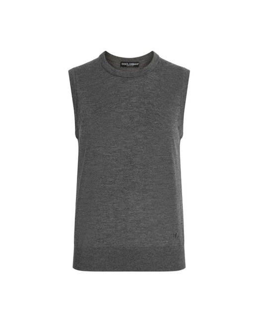 Dolce & Gabbana Gray Textured Sleeveless Top