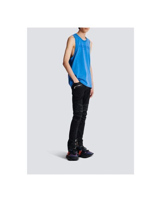Balmain Besticktes vintage tanktop in Blue für Herren