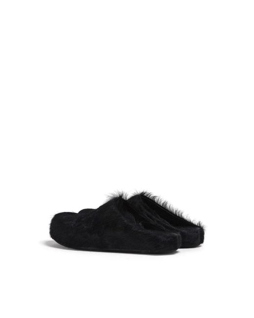 Marni Schoenen ,Zwart ,Leer Fussbett Sabot in het Black