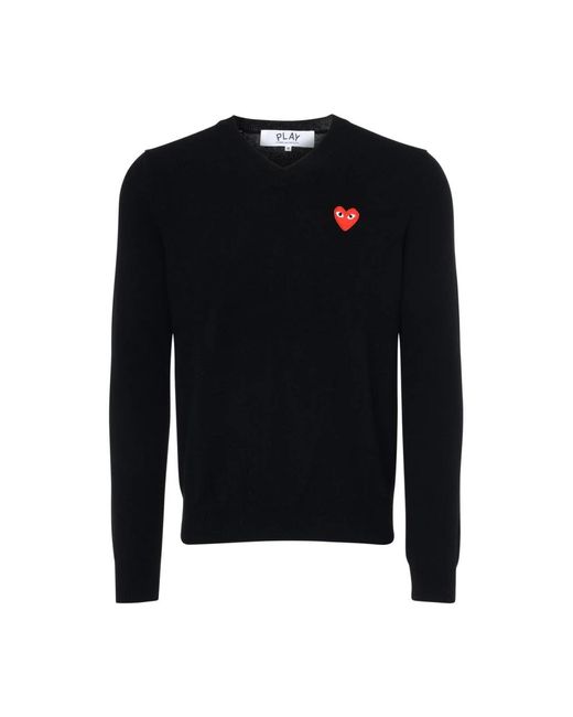 COMME DES GARÇONS PLAY Roter Emblem Strickpullover in Black für Herren