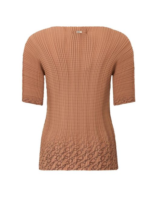 Herno Overhemden ,Leer Fitted Short-Sleeve Top With Texture in het Brown