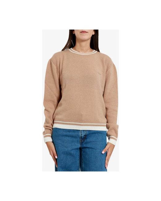 MSGM Natural R pullover mit besticktem logo