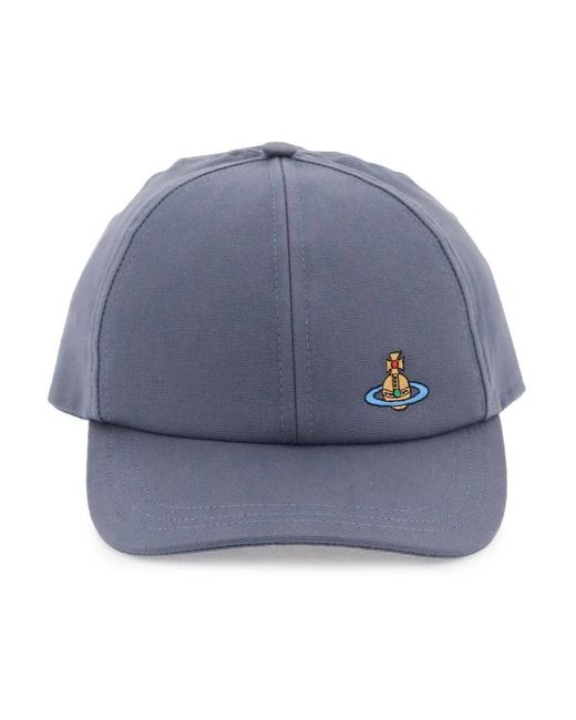 Vivienne Westwood Blue Bestickte baseballkappe,baseball cap mit besticktem logo