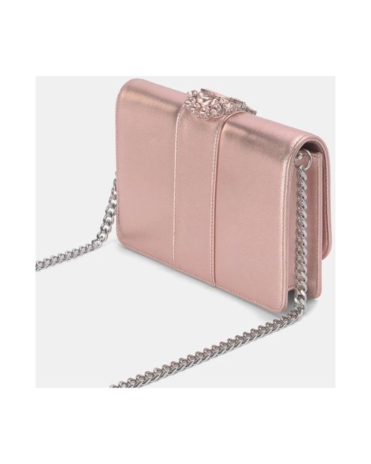 Alma En Pena. Pink Schultertasche mit juwelenklappe