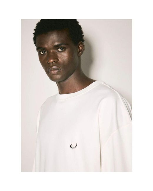 Mugler Baumwoll-t-shirt mit silberfarbener hardware in White für Herren