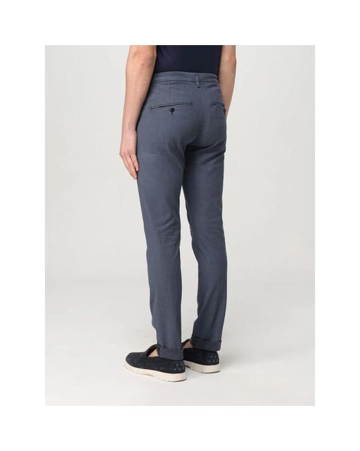 Dondup Blue Straight Trousers for men