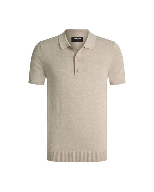 Strellson Tops ,Wit ,Katoen Gebreide Polo Grijsbeige in het Natural voor heren