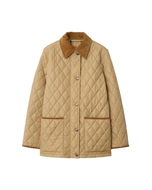 Burberry Jassen ,Nylon Gewatteerde Jas Met Ruitvoering in het Natural