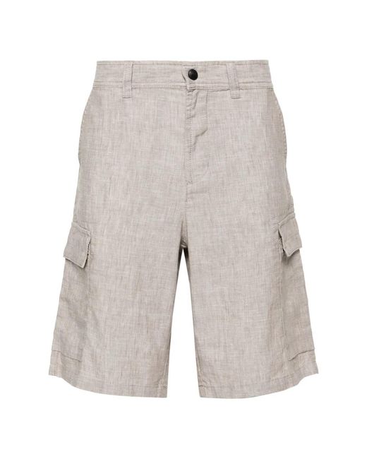 Boss Linen cargo shorts mit taschen in Gray für Herren