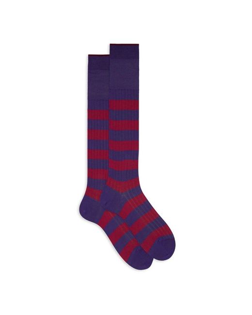 Gallo Lila gestreifte baumwoll-langsocken in Purple für Herren