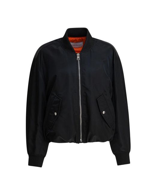 Givenchy Jassen ,Zwart ,Polyester Cropped Cocoon Bomber in het Black