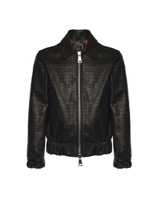 Giuliano Galiano Black Leather Jackets for men