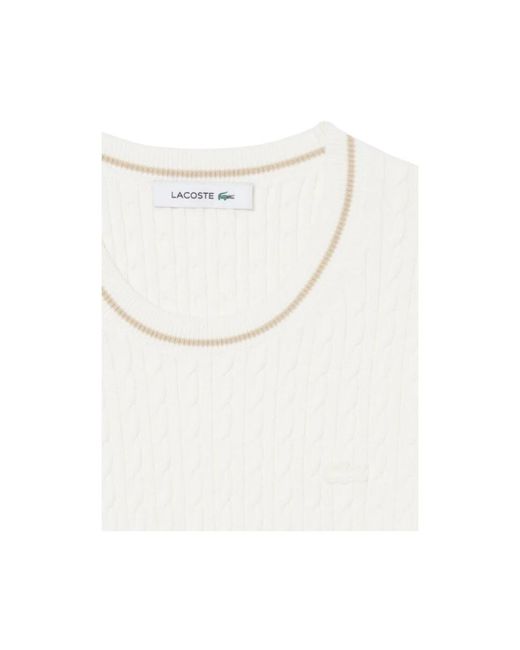 Lacoste White Round-Neck Knitwear