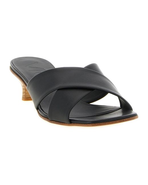 Vicini Black Heeled Mules
