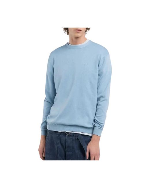 Replay Blue Round-Neck Knitwear for men