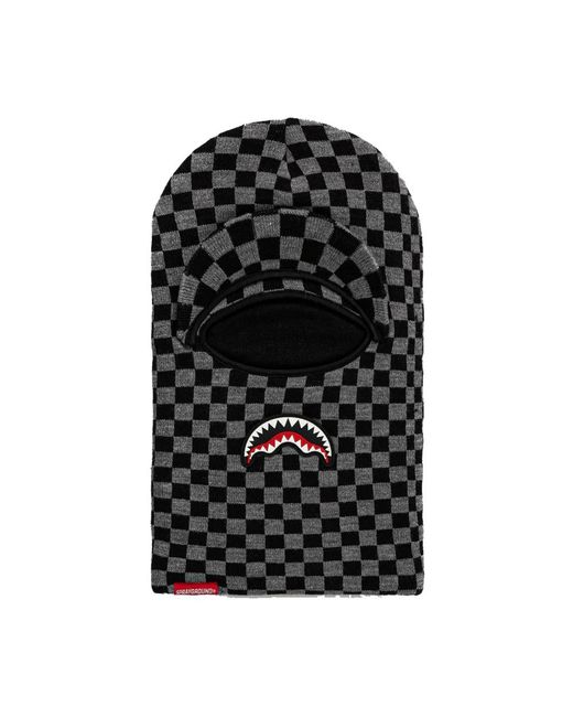 Sprayground Accessoires ,Zwart ,Gebreide Ski Masker Met Klep En Haai Motief in het Black voor heren