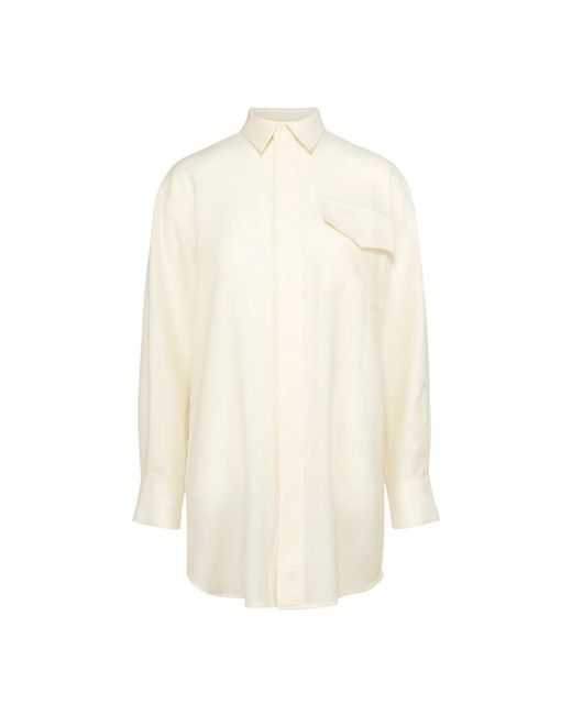 Envelope Overhemden ,Wol Oversized Wollen Shirt Met Unieke Details in het White