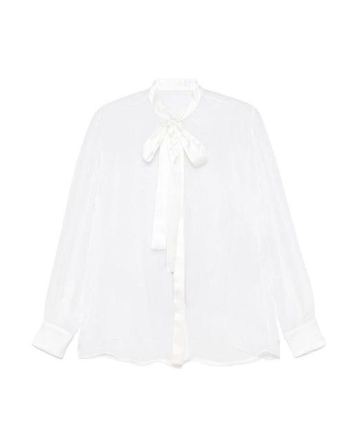 Dolce & Gabbana White Weiße hemden für männer,weiße seidenchiffonbluse mit schleife,weiße seidenbluse mit schleifenkragen