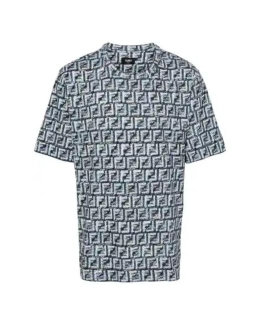 Fendi Marineblau weißes jersey t-shirt,stylisches t-shirt in Blue für Herren