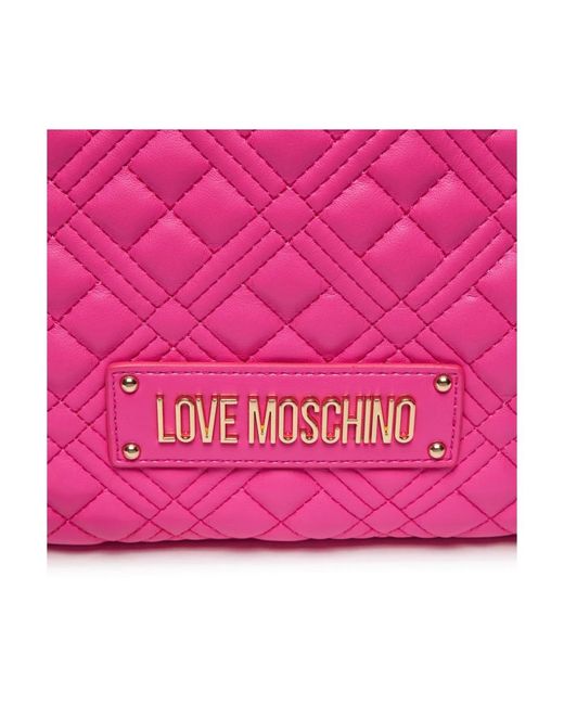 Love Moschino Pink Fuchsia synthetischer rucksack mit goldfarbenen metall-details