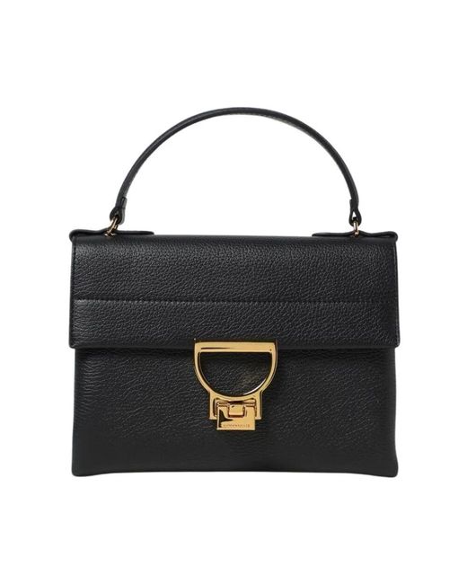 Coccinelle Black Schwarze Leder-Schultertasche Mit Dclosure