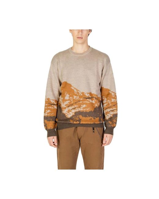 Gianni Lupo Wollmischstrickpullover in Natural für Herren