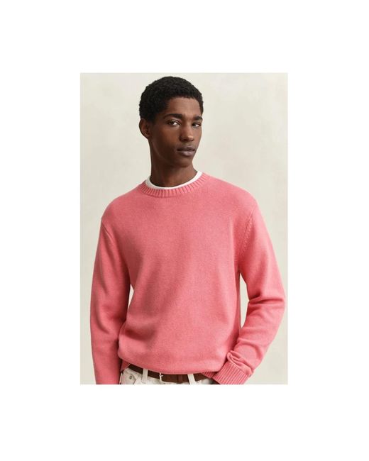 Gant Pink Round-Neck Knitwear for men