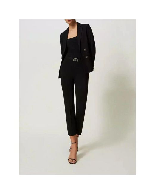 Twinset Black Schlaghose mit ovalem schnallenverschluss