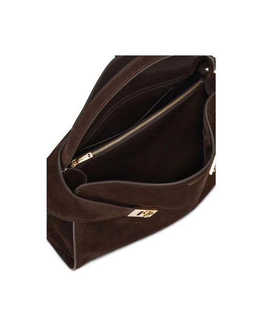 Ferragamo Brown Braune Logostempel-Top-Handle-Tasche