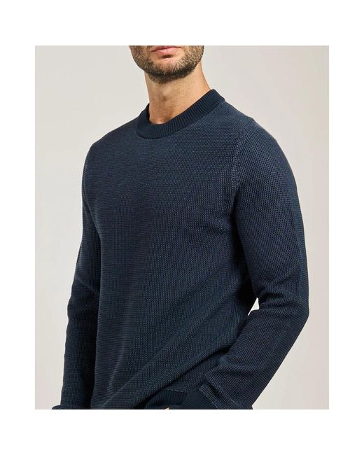 HUGO Blauer Crew Neck Baumwollpullover in Blue für Herren