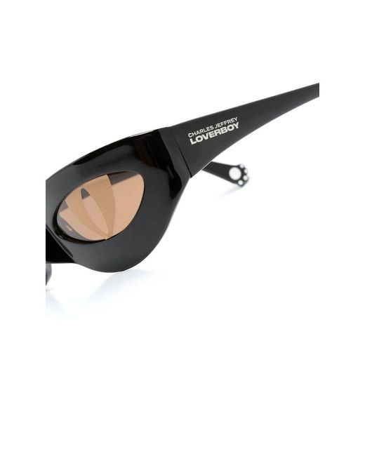 Loverboy by Charles Jeffrey Schwarze Cat-Eye Polarisierte Sonnenbrille Mit Stickern in Blue für Herren