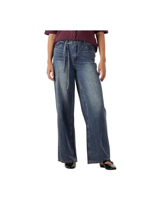 Object Jeans ,Blauw ,Wijde Jeans Voor Stijlvolle Comfortabele Outfits in het Blue
