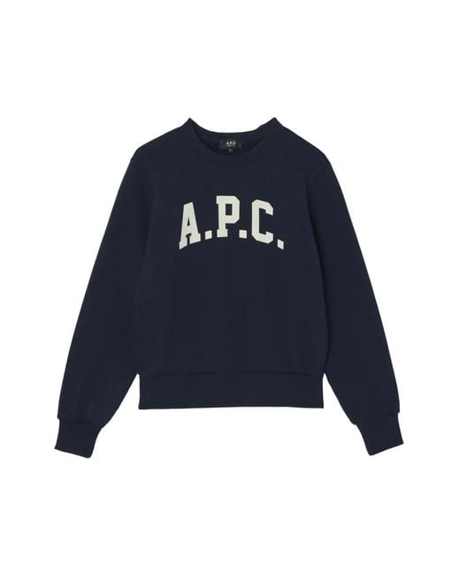 A.P.C. Hoodies & Sweatvesten ,Zwart ,Katoen Zwarte Crew Neck Katoenen Sweatshirt in het Blue voor heren