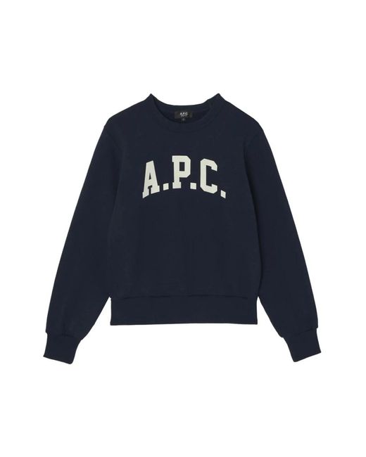 A.P.C. Hoodies & Sweatvesten ,Zwart ,Katoen Zwarte Crew Neck Katoenen Sweatshirt in het Blue voor heren