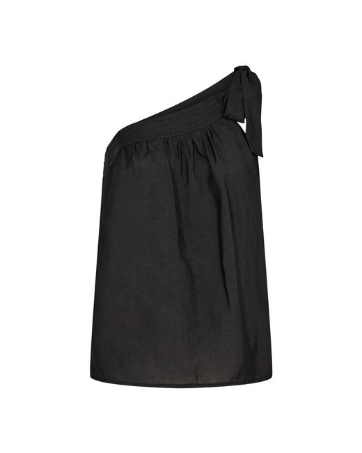 co'couture Black Asymmetrisches schwarzes top mit rüschendetail