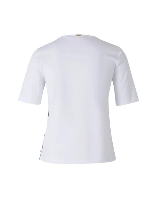Herno Tops ,Wit ,Katoen T-Shirt Met Zijsplit in het Blue