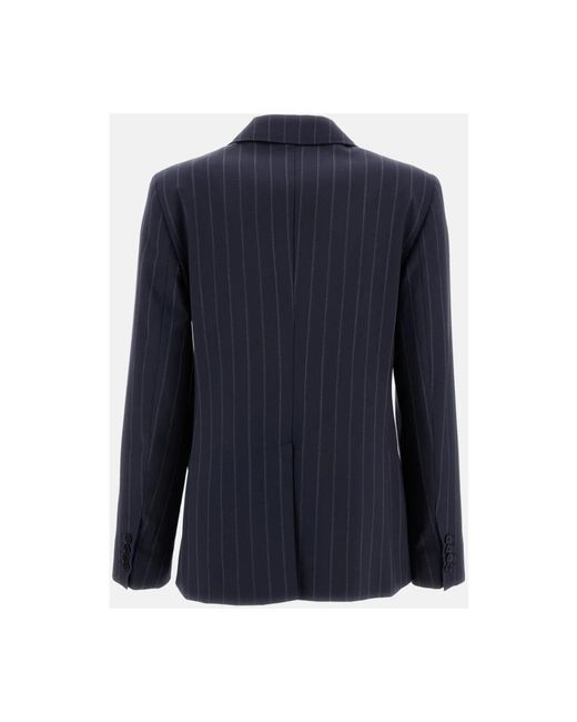 Max Mara Jassen ,Blauw ,Wol Blazer Doppiopetto Gessato in het Blue