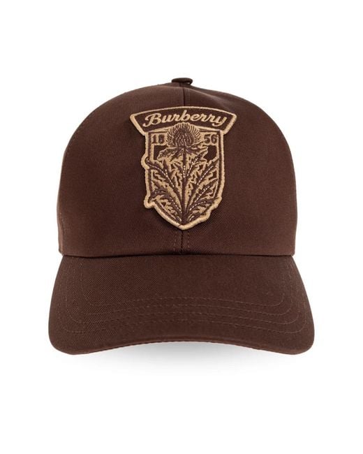 Burberry Accessoires ,Bruin ,Katoen Thistle Shield Gabardine Baseball Cap in het Brown voor heren