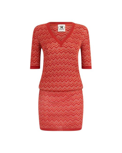 M Missoni Red Knitted Dresses